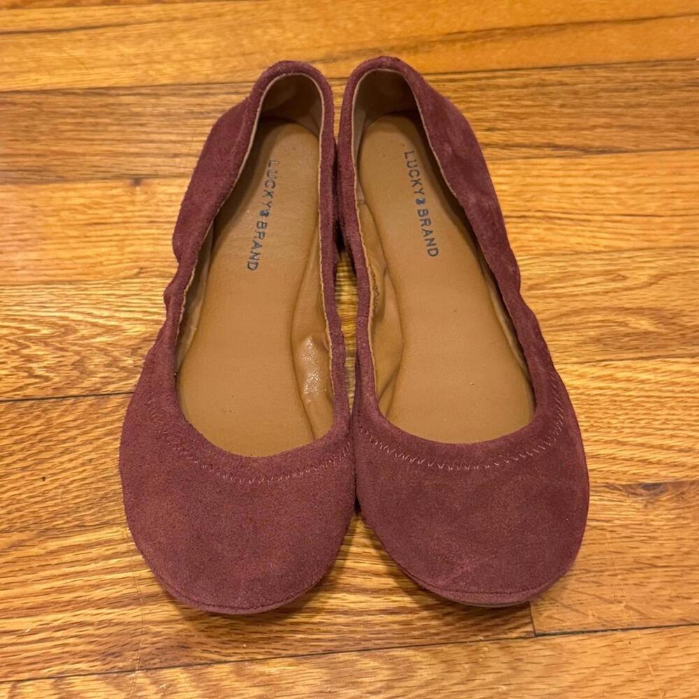 Lucky Brand Women's Suede Ballet Flats in Burgundy